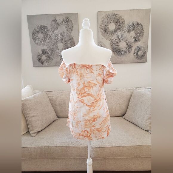 Abercrombie & Fitch Off Shoulder Tropical Linen Blend Dress sz Sm - Picture 6 of 11